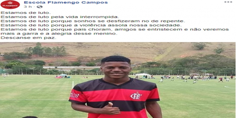 Ex jogador da escolinha do Flamengo é morto a tiros em Campos — Foto: Foto: Divulgação/Escola Flamengo Campos