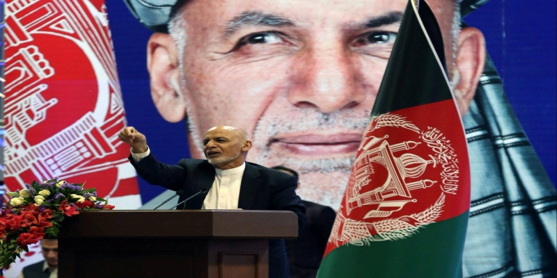 Afghan presidential candidate Ashraf Ghani speaks during the first day of the presidential election campaign in Kabul