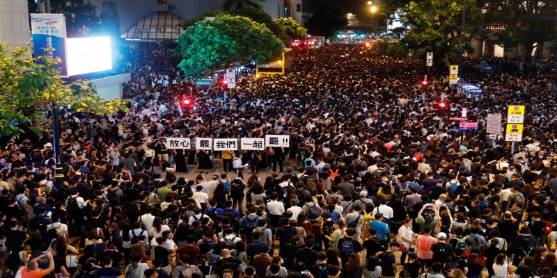Servidores públicos protestam em Hong Kong