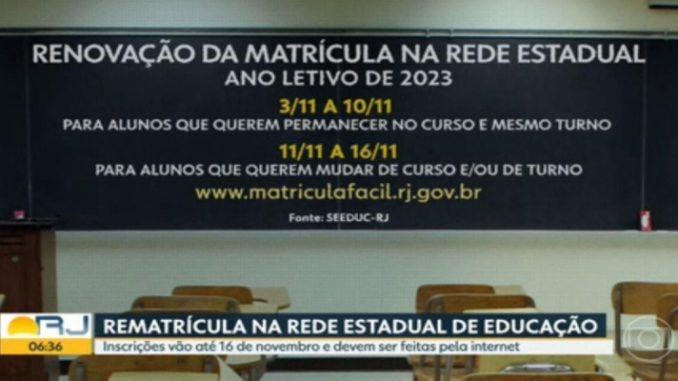 Rede estadual do RJ abre renovação de matrícula para 2023; veja como garantir sua vaga 