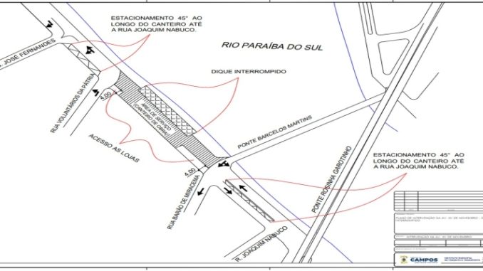 Campos terá estacionamento provisório na Av. XV de Novembro, onde dique desabou; veja esquema 