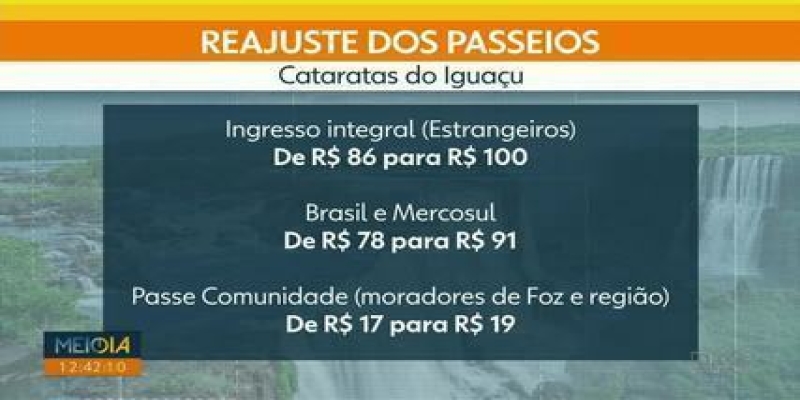 Preços dos passeios das Cataratas do Iguaçu e da Itaipu vão ser reajustados