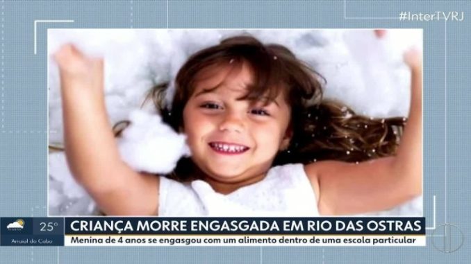 Menina de 4 anos morre engasgada em escola particular de Rio das Ostras 