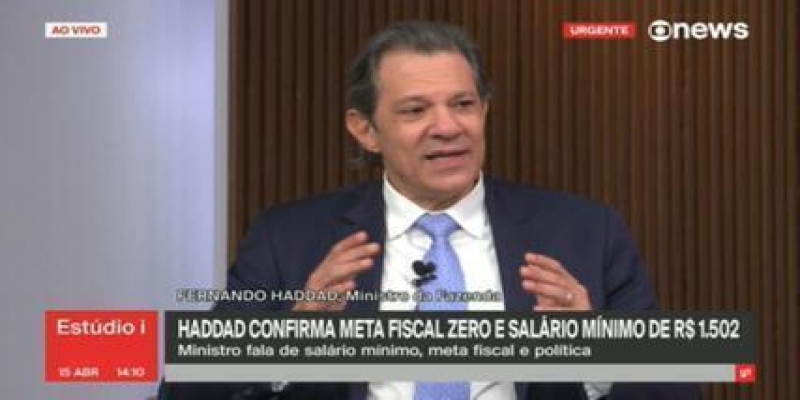 Haddad confirma meta de déficit zero e que salário mínimo deve ser de R$ 1.502 em 2025