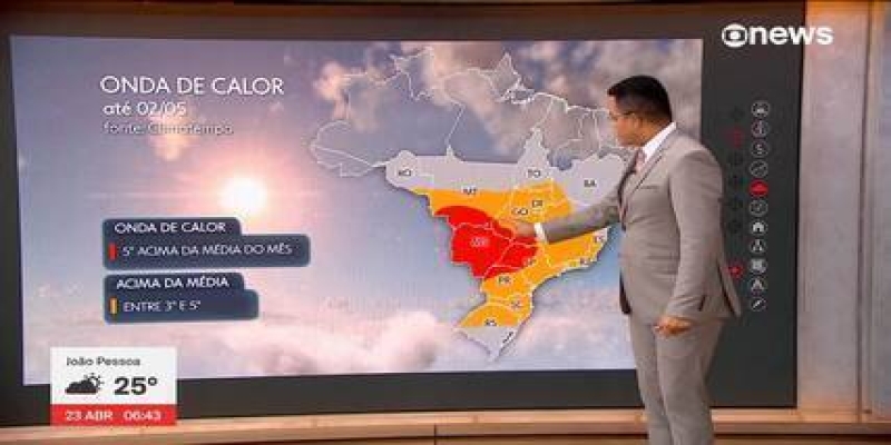 Nova onda de calor deve elevar temperaturas em partes do interior do Brasil